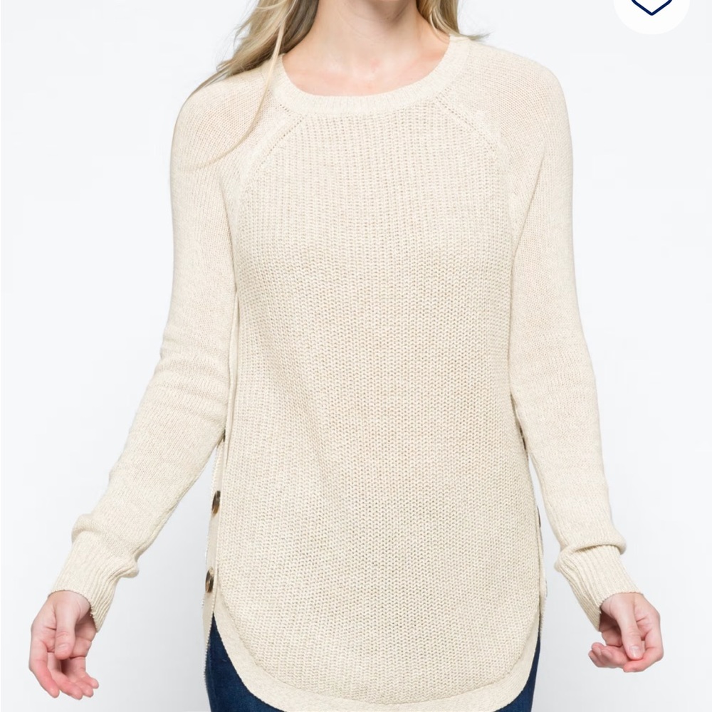 RD Style Cream Tunic Length Sweater